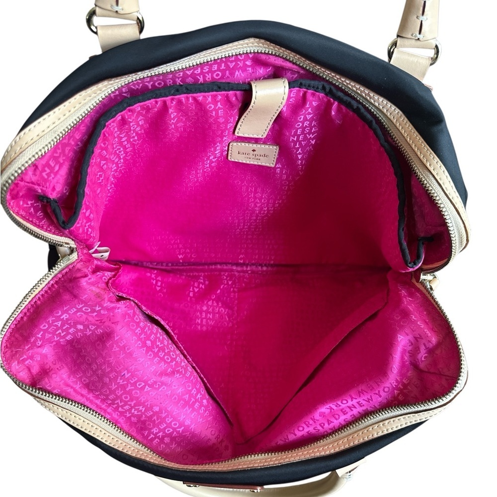 Kate Spade Black Nylon Satchel Tote NWOT – Pink Interior, Crossbody Strap - Picture 8 of 11